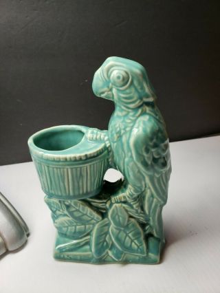 Rare Vintage Mccoy Art Pottery Embossed Parrot Bird Planter