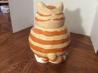 Rare GANZ Bella Casa Tabby Cat Ceramic Cookie Jar 11” X 8” Cross - eyed Fat Kitty 3