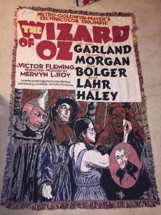 1990s Rare Wizard Of Oz Throw Blanket