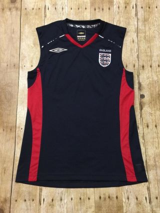 Umbro England Jersey Vtg Rare Sleeveless Training Shirt Sz Small Soccer Football