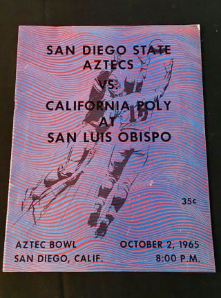 1965 San Diego State Vs Cal Poly Slo - Coryell,  Madden Football Program - Rare