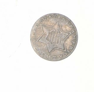 Rare Trime - 1857 Three Cent Silver - 3 Cent Early Us Coin - Look It Up 407