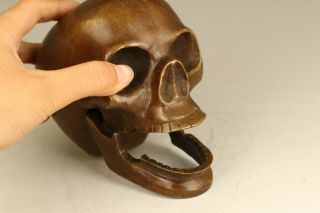 Chinese Rare Old Bronze Hand Carved Skull Head Statue Cool Home Collectable Gift