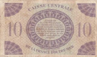 10 FRANCS FINE - BANKNOTE FROM FRENCH GUADELOUPE 1944 PICK - 27 RARE 2