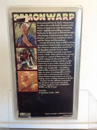 Demonwarp 1988 VHS VIDMARK Rare Cult Horror Sci - Fi Bigfoot George Kennedy 3