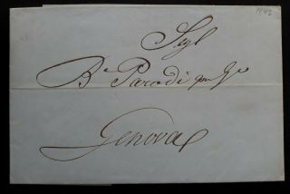 Rare 1842 Italy Folded Letter Sent From Livorno To Genova