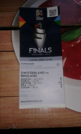 Rare England V Switzerland Ticket Stub Uefa Nations League 9 June 2019 Portugal