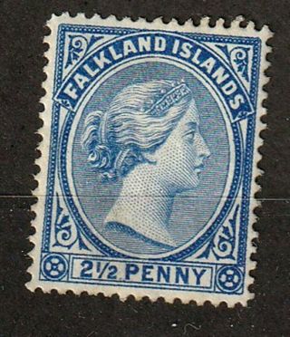 Falkland Islands Rare 14 21/2p Vivid Deep Blue With Gum 1894 $300