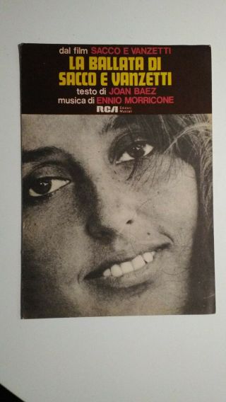 Joan Baez La Ballata Di Sacco E Vanzetti Rare Sheet Music Italy 1971 Morricone