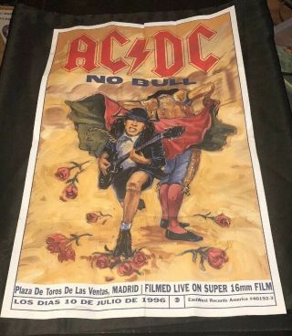 Ac/dc " No Bull " Concert Film Poster 1996 Ballbreaker Tour / Angus Young,  Rare