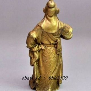 Rare Chinese bronze brass Dragon Warrior Guan Gong guan yu statue 3