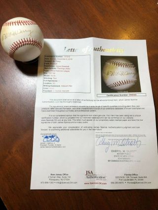 Rare Jsa Loa York Giants Hof Bill Terry Single Signed Baseball.