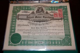 Detroit Motor Speedway Detroit Mi Stock Certificate Rare 1915