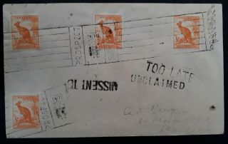 Rare 1951 Australia Cover With Prospect Sa Roller Cancel Missent & Unclaimed