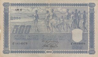 500 Markkaa Very Fine Banknote From Finland 1945 Pick - 89 Rare
