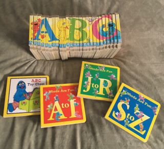 Rare Sesame Street Abc Interlocking Board Puzzle Books Full Set Of 26,  4 Extra
