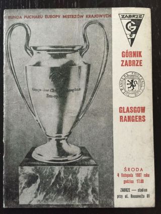Gornik Zabre V Rangers 1987 European Cup Very Rare