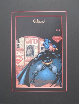 Ed Mcguinness Rare Superman/batman 3 Matted Art Print Signed Cover 11.  25 X 14.  75