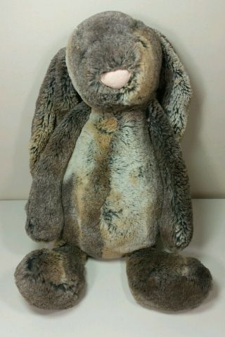 Jellycat Bunny Rabbit Woodland Large Plush Stuffed Animal Gray Brown Rare 12 "