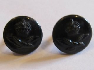 Rare Ww2 X2 Raf Royal Air Force Military Black Epaulette Buttons