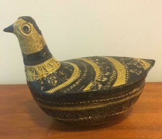 Mid Century Bitossi Covered Bird Bowl Rare Brown Aldo Londi Raymor