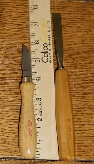Rare 2 German Wood Carving Whittling Chip Knife Chisel Tools Germany (1) Kst