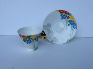 Shelley Art Deco Rare Mode Shape Coffee Duo With Butterfly Handle