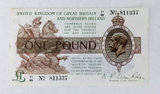 Rare July 1927 Third Fisher Issue “northern” £1 One Pound Great Britain Banknote