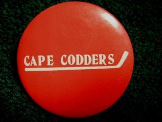 Rare Vintage Cape Codders Button Pin Nahl North American Hockey League Cod Mass