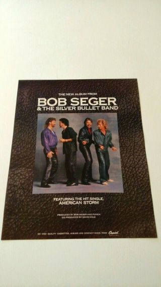 Bob Seger " American Storm " (1986) Rare Print Promo Poster Ad
