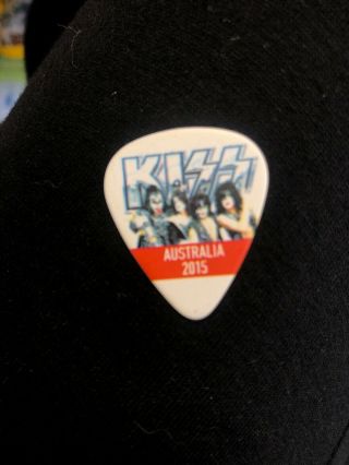 Kiss Australia 2015 Tour Rare Gene Simmons Guitar Pick Signed Rare Demon Red Oop