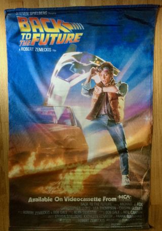Rare Back To The Future Video Store Promo Fabric Banner Poster Ex,  Cond