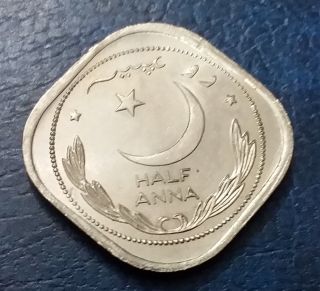 1949 Pakistan Half Anna Unissued Proof Coin Dot After Year Unc Rare