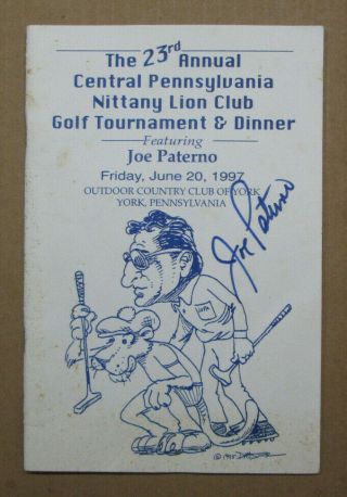 Rare Joe Paterno Auto Signed Golf Tournament Program Jsa Joepa Psu