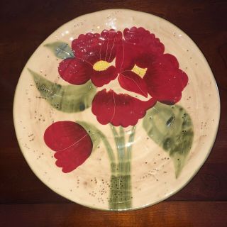 Ambiance Fleur Rustique Red Poppy Dinner Plate 11 " - Rare Brown Dimples