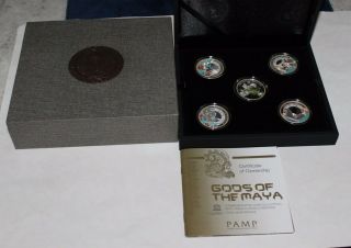 2015 Niue Fine Silver $2 Gods Of Maya Color 5 Coin Set In Case With Coas - Rare Nr
