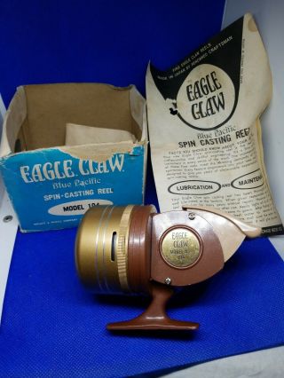 Rare Antique Wright & Mcgill Eagle Claw M104 Fishing Reel W Box Spin Casting