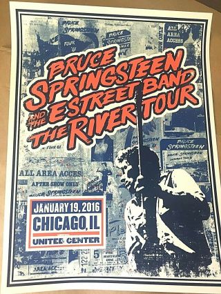 Bruce Springsteen Chicago Il 1/19 2016 River Tour Ltd Poster Print Rare 2/700