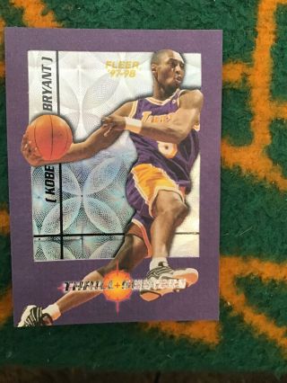 Kobe Bryant 1997 - 98 Fleer Thrill Seekers Los Angeles Lakers Rare Insert