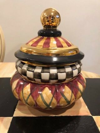 Mackenzie Childs Rare Small Courtly Check Column Canister URN Porcelain 10 in 3