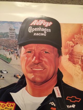 AJ FOYT Vintage Poster AUTOGRAPHED Indy 500 F1 Racing Lithograph Speedway RARE 2