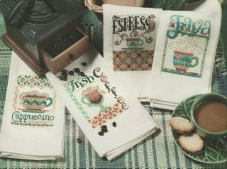 Rare 2001 Design Connection Counted Cross Stitch Chart Coffee House Favorites