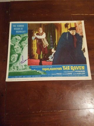 The Raven Lobby Card Signed By Vincent Price Rare 1963 63/38 Edgar Allen Poe