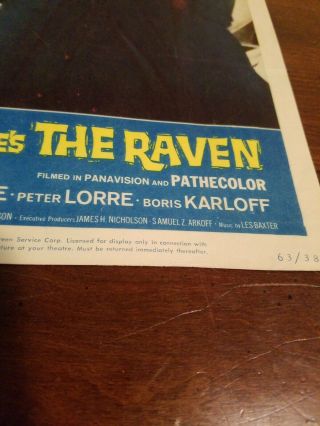 THE RAVEN LOBBY CARD SIGNED BY VINCENT PRICE RARE 1963 63/38 EDGAR ALLEN POE 3