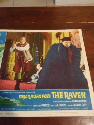 THE RAVEN LOBBY CARD SIGNED BY VINCENT PRICE RARE 1963 63/38 EDGAR ALLEN POE 6