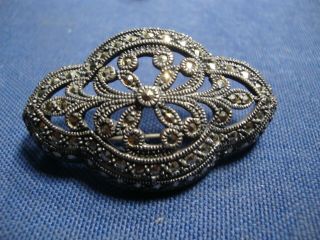 Ultra Rare Judith Jack Marcasite Old Pawn Sterling Silver Brooch