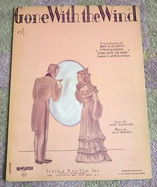 Rare Gone With The Wind Sheet Music,  1937,  To Be Featured In Forthcoming Film