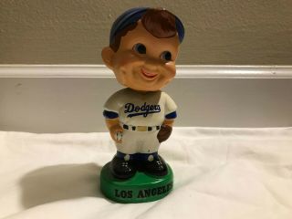 Vintage Los Angeles Dodgers 7 " Bobblehead Green Base Boy With Mitt And Ball Rare