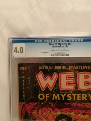 CGC 4.  0 Web of Mystery 8 Horror Ace Comic Book 1952 Giany Spider Web cover RARE 3