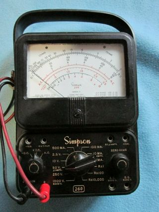 Vintage Simpson 260 RARE Series 3 Analog Volt ohm Multi Meter with leads 2